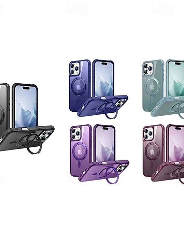  telefono Custodia Per iPhone 16 Pro Max Plus iPhone 15 Pro Max Plus iPhone 14 13 12 11 Pro Max Plus Per retro Con supporto A calamita Supporta la ricarica wireless Retrò Acrilico PC