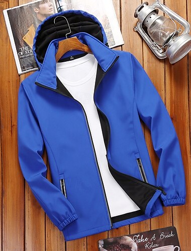  Herren Soft Shell Jacke Wanderjacke Draussen Windundurchlässig Schnelltrocknend Leichte Jacke Windbreaker-Jacke Reisen Schwarz Weiß Rot Marinenblau Königsblau