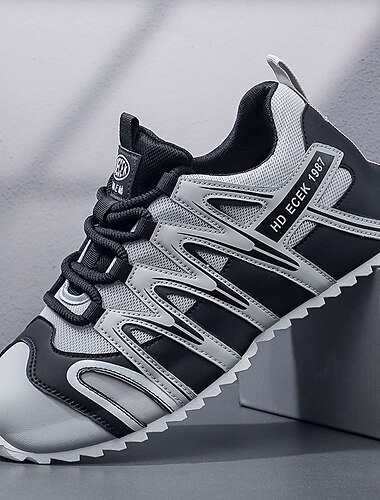  witte sportschoenen voor heren met rode en blauwe accenten – lichtgewicht sportschoenen voor hardlopen en vrijetijdskleding