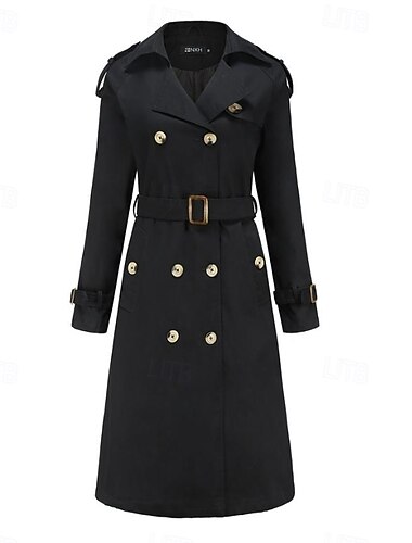  Damen Mantel Strasse Freizeitskleidung Urlaub Herbst Winter Standard Mantel Regular Fit warm halten Atmungsaktiv Brautkleider schlicht Jacken Langarm nicht druckbar Feste Farbe Einstellbar Schwarz