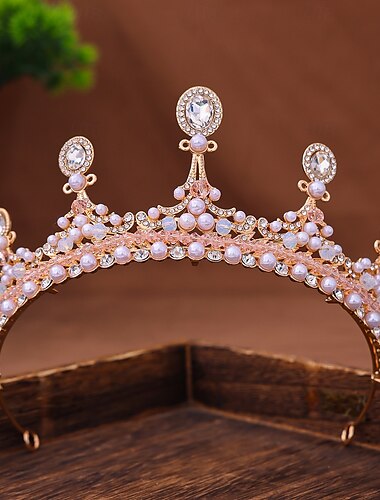  Kronen-Tiaras Strass Aleación Hochzeit Cocktail Elegant Luxus Mit Kunstperlen Kristall Verzierung Kopfschmuck Kopfbedeckung