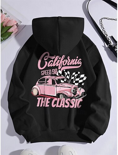  Damen Hoodie Sweatshirt Kapuze Polyester Vlies Buchstabe Strasse Alltagskleidung Tasche Bedruckt Brautkleider schlicht Kapuzenpullover Langarm Mikro-elastisch Herbst Winter