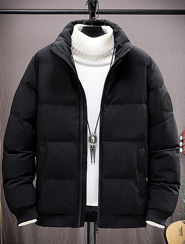  Herren Wintermantel puffer jacket Gefütterte Jacke Tasche Polyester Freizeitskleidung Verabredung Urlaub Standard Modisch Brautkleider schlicht Komfortabel warm Herbst Winter Farbblock Schwarz Rote