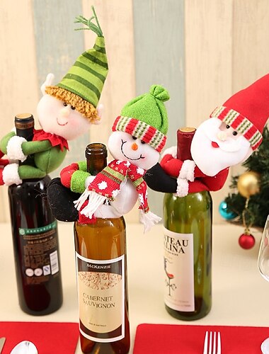 julflaskskydd heminredning, jultomte och snögubbe flaskskydd, små vinflaskkramare, juldekorationer   julflaskskydd heminredning, jultomte och snögubbe flaskskydd, små vinflaskkramare, juldekorationer