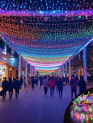  50m 100m girlande weihnachtsbaum lichterkette 400 800led lichterkette ip65 wasserdichte kette im freien garten hof girlande hochzeit urlaub landschaft dekoration beleuchtung blau bunt dc31v eu us au