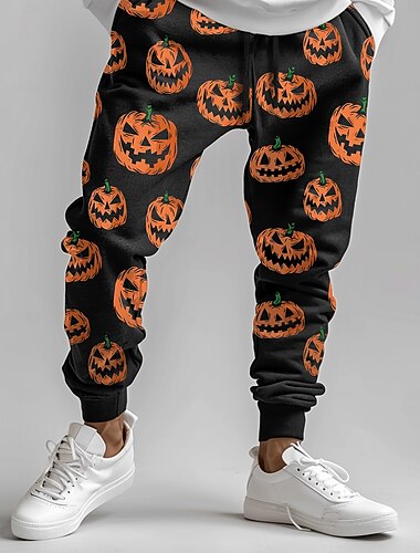  Halloween Ανδρικά Κολοκύθα Κοστούμια Halloween Αθλητικές Φόρμες Τζόγκκερ Παντελόνια Μεσαία Μέση Κορδόνι ελαστική μέση Καθημερινό Σκούρο Βραδινό Ρούχα για Πάρτυ Καθημερινή Ένδυση Τσέπη