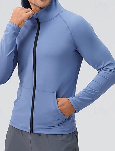  Hombre Sudadera Camiseta para correr Cremallera Bolsillo Manga Larga Sudadera Casual Ropa Deportiva Otoño Transpirable Secado rápido Suave Entrenamiento de gimnasio Corriendo Paseo Ropa de deporte