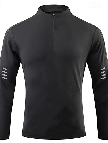  Homens Camisa Atlético camisa de ginástica Camisa Fitness Camisa de compressão acolchoada Quarter Zip Manga Longa Camisa / Roupas Para Esporte Casual Roupa Esportiva Outono Elastano Respirável