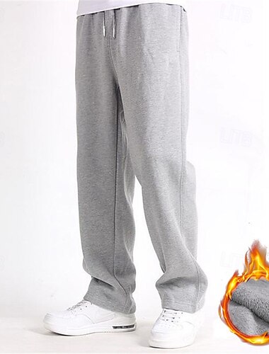  Voor heren Joggingbroeken Joggingbroek met rechte pijpen Sportbroeken Elastische taille Recht been Effen Kleur Warm Dagelijks Sport Streetwear Zwart Marineblauw Micro-elastisch