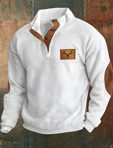  Hombre Sudadera Negro Blanco Verde Trébol Caqui Gris Cuello Mao Bloque de color Retazos Deporte Diario Festivos Poliéster Ropa de calle Básico Casual Primavera & Otoño Ropa Sudaderas con capucha