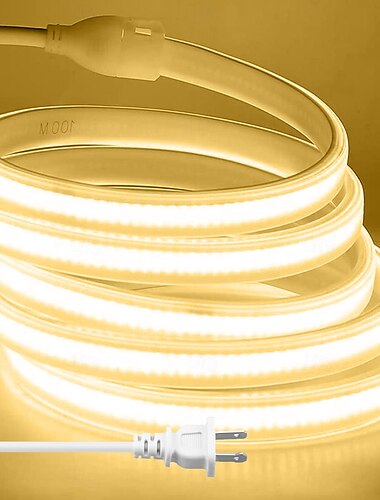  3M 5 m 10m Conjuntos de luces 288 LED COB 15 mm 1 conjunto de soporte de montaje 1 juego Blanco Cálido Blanco Blanco Neto Tiras de Luces LED Al Aire Libre Impermeable Vacaciones 220-240 V 110-120 V