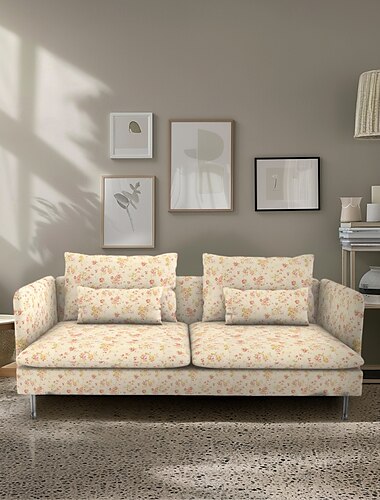  Sofaüberzüge 100% Baumwolle floral gesteppt 3-Sitzer mit Armlehnen