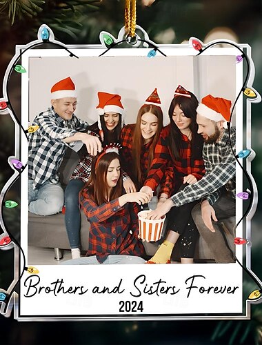  Personalisierte Weihnachtsfoto Anhänger Polaroid Familie Freunde Acryl 2D individuelle Bilderrahmen Dekoration Weihnachtsbaum Xmas Dekoration hängendes Pendant Geschenke
