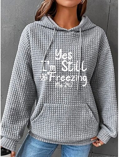  dame hættetrøje sweatshirt polyester letter street dailywear lommetryk afslappet hættetrøje langærmet mikroelastisk efterår vinter komfort åndbart blødt stof