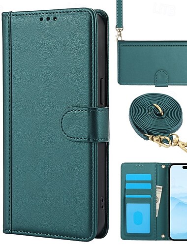  telefon Etui Til iPhone 16 15 14 Pro Max Plus 13 12 11 Pro Max Lommebok-kortveske Helkroppsbeskyttende med nøkkelbånd med håndleddsstropp Kontor / Bedrift TPU PU lær