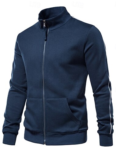  Voor heren Lichtgewicht jack Buiten Urheilu Vetoketju Zak Lente & Herfst Effen Kleur Sport Stoer Opstaande boord Normaal Zwart Marineblauw Khaki Grijs Jacks