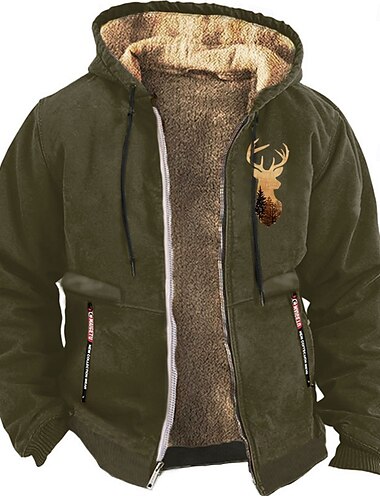  Herren Cowboy Hirsch Pullover Langarm Sweatshirts Mit Kapuze Vintage westlicher Stil Urlaub Strassenmode Herbst Winter Schwarz Braun Grün Bekleidung Designer Grafikdruck S M L XL XXL XXXL