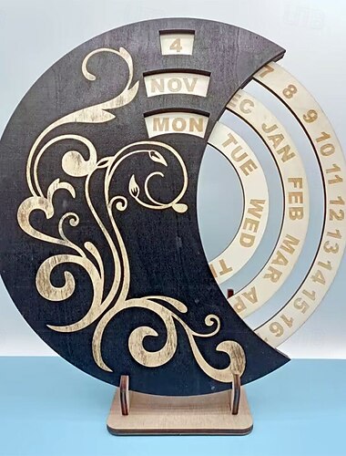  Holz ewiger Kalender Holz Mond Scheiben kreisförmigen Kalender Mond Scheiben Kalender Holz Kalender Zeichen Dekor Familie Holz Handwerk Wand Kunst Ornament