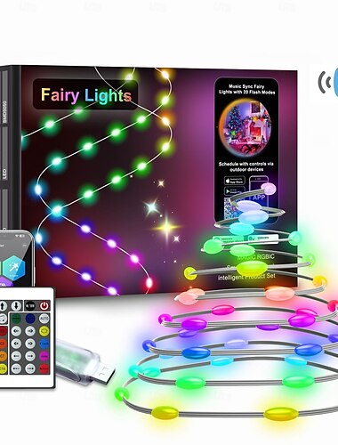  LED Smart Light Tuya Intelligente Punktsteuerung Lederdrahtlicht IP68 wasserdichte Weihnachtsbaumlichter WiFi-gesteuertes farbenfrohes LED-Lichtband USB-Stromversorgung mit Fernbedienung