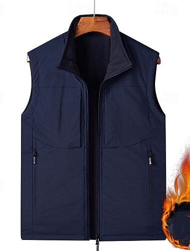  Herren Weste für Wanderer Wander-Fleeceweste Ärmellos Weste Außen warm Fleece-Futter Komfortabel Winter Tasche Doppelseitiges Tragen Polyester Schwarz Armeegrün Marinenblau Jagd Angeln Klettern