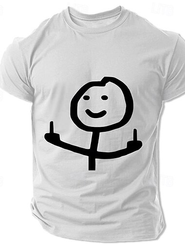  Morsom midtre finger stickman menn's grafiske T-skjorte sarkastisk uhøflig kort erme T-skjorte