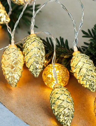  3M-20LED Goud Zilver Dennenappel Licht String Binnen Boom Luministische Festival Decoratie