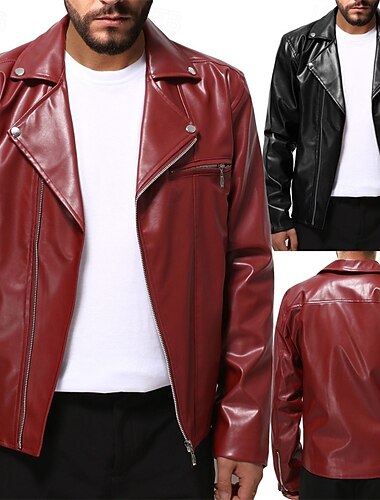  Ανδρικά Jeci Piele Μπουφάν Biker Λουστρίνι μπουφάν Μπουφάν μοτοσικλέτας Καθημερινά Διακοπές Αντιανεμικό Διατηρείτε Ζεστό Τσέπη Φθινόπωρο & Χειμώνας Σκέτο Μοντέρνα Κλασσικό Όρθιος Γιακάς Κανονικό