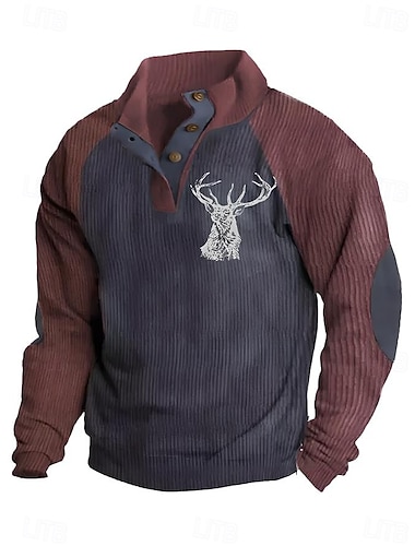  Per uomo Felpa Nero Blu marino Marrone Colletto Mao Pop art Stampa Collage Giornaliero Per eventi Per uscire Streetwear Informale Autunno Inverno Abbigliamento Felpe con cappuccio Felpe