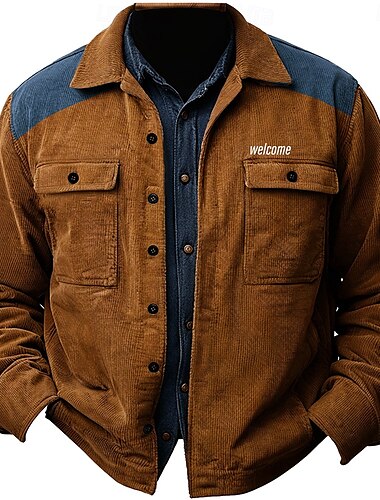  Herren Hemdjacke Overshirt Langarm Vintage Stamm Alltagskleidung Herbst Winter Hemden mit Kragen Knopf hoch 3D-Druck 2 Taschen 1pc Armeegrün Marineblau Braun