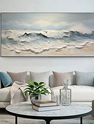  Manual Confeccionada à Mão Pintura a Óleo Pintados à mão Panorâmico horizontal Abstrato Paisagem Moderno Realismo Tela enrolada (sem moldura)