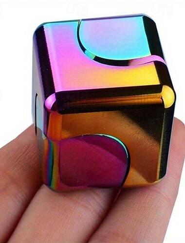  dés magiques carrés en métal, cube rotatif, fidget spinner, anti-stress, jouets du bout des doigts, arc-en-ciel, jeu de bureau d'apprentissage rotatif à la main pour besoins spéciaux, TDAH, autisme,