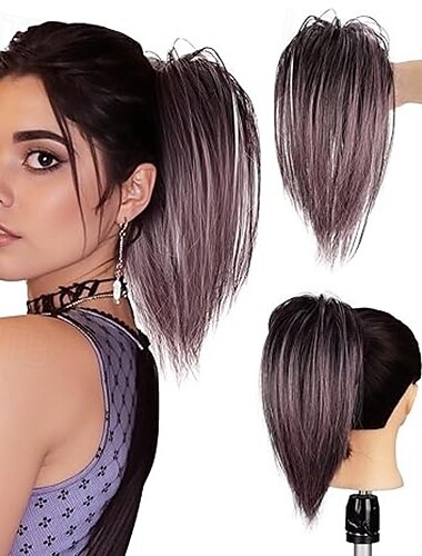 Chignons / Haarknoten Haarknoten Einclipsen Synthetische Haare Haarstück Haar-Verlängerung Glatt Party Täglich Freizeitskleidung Dunkelbraun Burgunderrot Blau