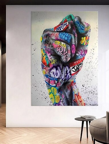  Pintura al óleo de arte callejero, pinturas abstractas hechas a mano sobre lienzo con artritis callejera, pintura al óleo con textura de arte pop, arte pop pintado a mano, arte de pared moderno, obra