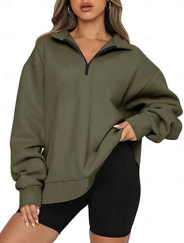  Damen Tunika Elegante Oberteile Sport Täglich Langarm Rundhalsausschnitt Rollkragen Arbeit Täglich Armeegrün Frühling Herbst Winter