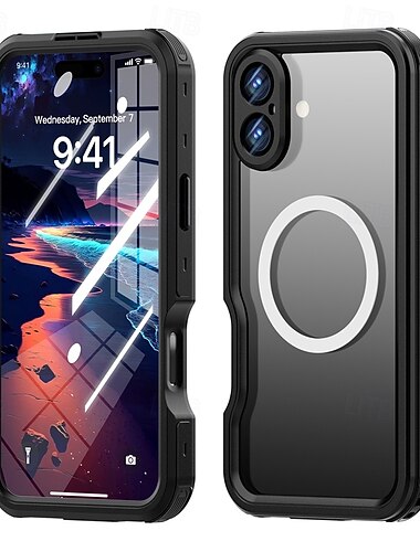  telefon Ügy Kompatibilitás iPhone 16 Pro Max Plus Fekete tok Mágneses Vezeték nélküli töltés támogatása csuklópánttal Retro TPU PC