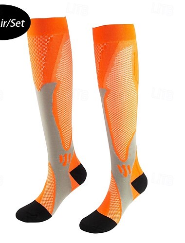  2 pares Hombre Calcetines de compresión Calcetines de senderismo Transpirable Suave Eslático Cómodo Al aire libre Retazos Chinlon Negro Blanco Rosa claro para Caza Ciclismo / Bicicleta Camping