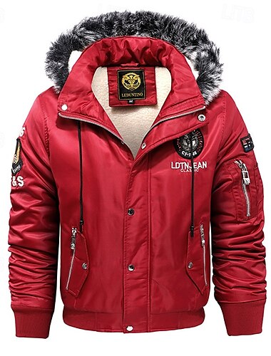  Herren Wintermantel Fleecejacke Winterjacke Tasche Vlies Polyester Fleece-Futter Freizeitskleidung Verabredung Urlaub Standard Modisch Brautkleider schlicht Komfortabel warm Herbst Winter Buchstabe