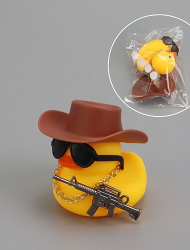  1 pieza de lindo sombrero de vaquero y anteojos de amor, juguete de pato amarillo, decoración de tablero de instrumentos de automóvil con pato de goma, accesorios de decoración de automóvil