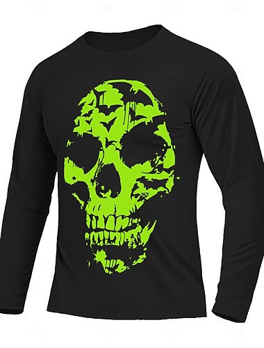  męska 100% bawełniana koszulka halloweenowa koszulka graficzna śmieszne koszulki styl casualowy klasyczny styl czaszka halloween wzór halloween okrągły dekolt odzież odzież inne nadruki na zewnątrz halloween ulica codzienne sporty