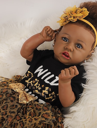  22,8 Zoll große, realistische Reborn-Babypuppen – lebensechte Babypuppen aus Silikon für Mädchen mit Ganzkörper-Vinyl, lebensechte, gewichtete Neugeborenenpuppen für Kinder ab 3 Jahren, Geschenk