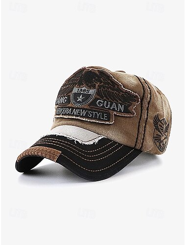  Vintage Distressed Baseball Cap mit gesticktem Adler-Patch – lässige Outdoor-Mütze für Herren für Sport und Mode