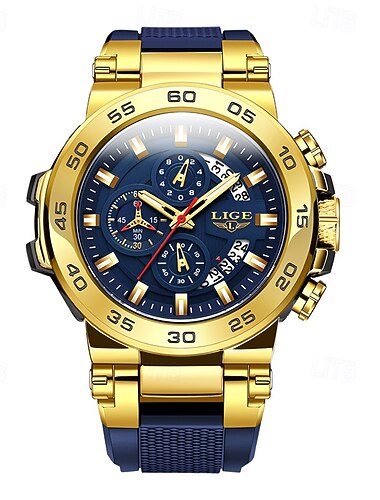 Orologio al Quarzo LIGE da Uomo Orologio Sportivo Calendario Orologio in Plastica