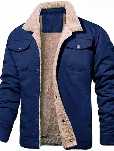  Ανδρικά Χειμωνιάτικα μπουφάν Μπουφάν fleece Casual Jacket Σακάκι αγγαρείας Διακοπές Καθημερινά Διατηρείτε Ζεστό Τσέπη Φλις Φθινόπωρο & Χειμώνας Σκέτο Μοντέρνα Κομψό στυλ street Πέτο Κανονικό