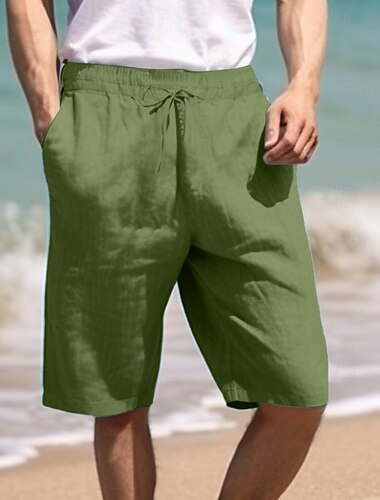 Bărbați Pantaloni Scurți Pantaloni scurți de vară Pantaloni scurți de plajă Cordon Talie elastică Picior drept Simplu Confort Respirabil Scurt Casual Zilnic Concediu Modă Stil Clasic Kaki Deschis
