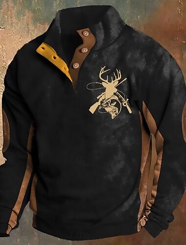  Herren Sweatshirt Pullover Schwarz Marineblau Hellgrau Stehkragen Graphic Bedruckt Patchwork Farbblock Täglich Festtage Ausgehen Strassenmode Brautkleider schlicht Herbst Winter Bekleidung