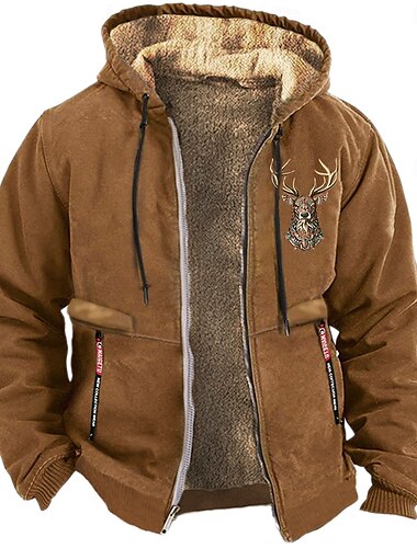  Herren Cowboy Hirsch Pullover Langarm Sweatshirts Mit Kapuze Vintage westlicher Stil Urlaub Strassenmode Herbst Winter Schwarz Braun Grün Bekleidung Designer Grafikdruck S M L XL XXL XXXL
