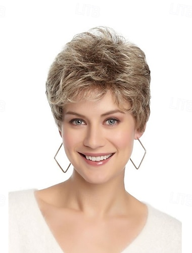  perruque courte blonde pixie pour femme perruque synthétique naturelle en couches avec frange perruque de cosplay de remplacement résistante à la chaleur