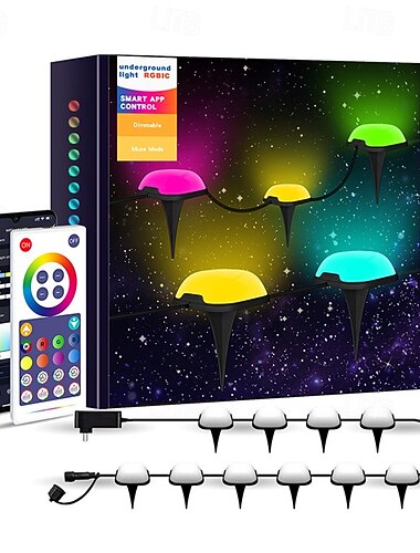  led gulvstrenglys rgbic utendørs hage dekorative lys vanntett magisk lampestreng wifi intelligent tuya bluetooth fjernkontroll utendørs plenlampe jordplugg lampe 10m 15 lysdioder ip67