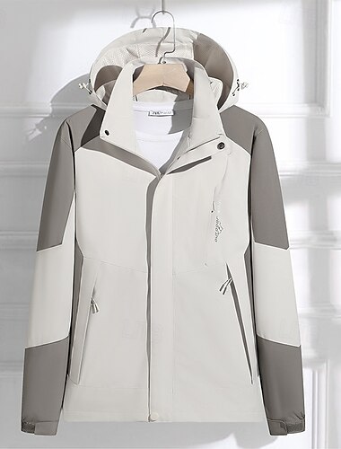  Herren Hoodie Jacke Outdoorjacke Wanderjacke Winter Draussen Wasserdicht Atmungsaktiv Weich Abnehmbare Kappe Jacke Sichtbarer Reißverschluß in voller Länge Angeln Klettern Strand Dunkel Braun