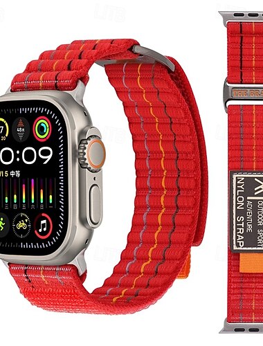  רצועת ספורט מותאם ל רצועת השעון של Apple Watch 38 מ"מ 40 מ"מ 41 מ"מ 42 מ"מ 44 מ"מ 45 מ"מ 49 מ"מ סוגר מתכת מתכוונן נושם ניילון רצועת שעון חלופית ל iwatch Ultra 2 Series 9 8 7 SE 6 5 4 3 2 1